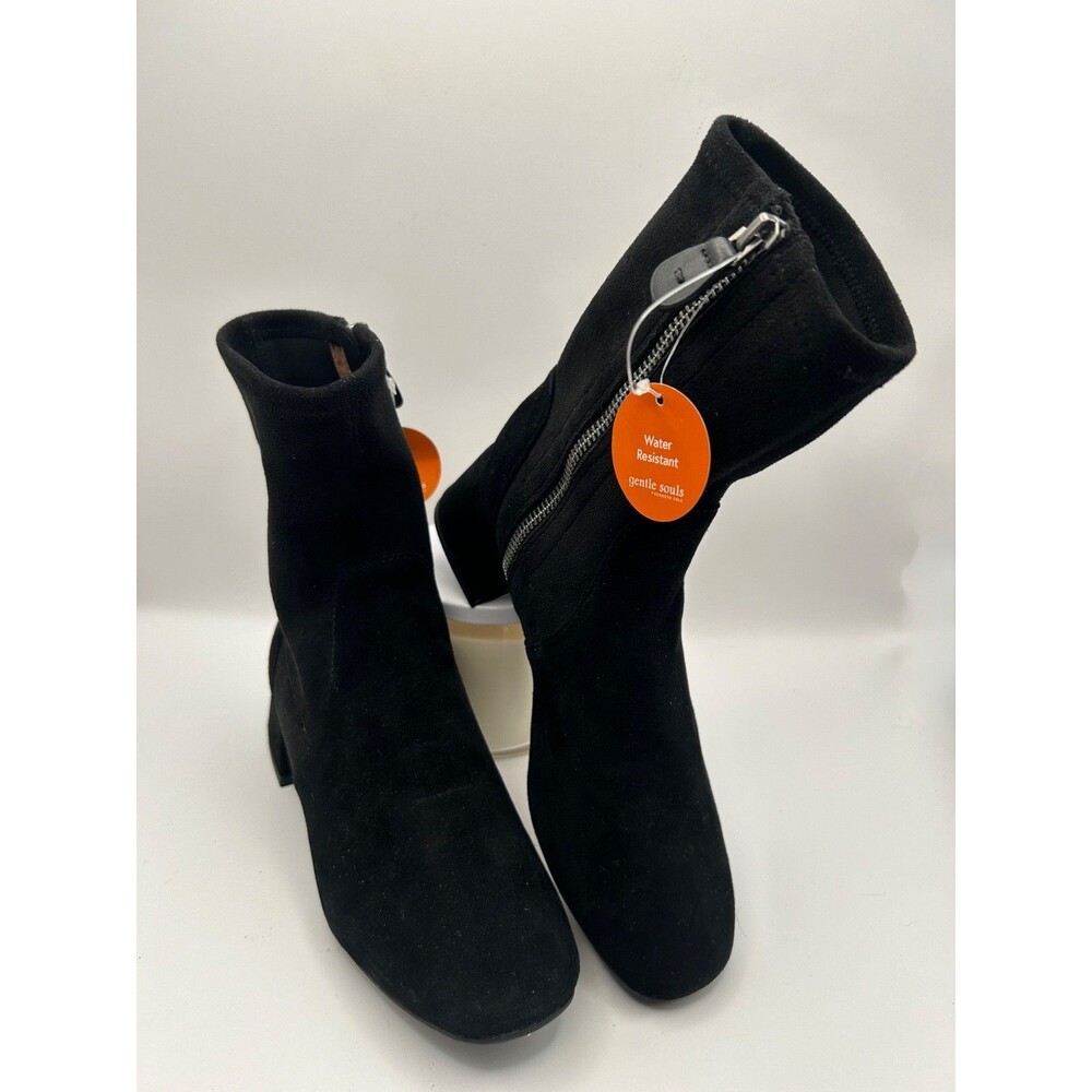 GENTLE SOULS By Kenneth Cole Elbert Women's Suede Block Heel Boots Black SZ 5M